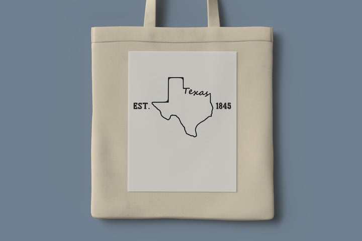 Texas Map Est 1845 Dtf Transfers,Texas State Map Dtf Transfers