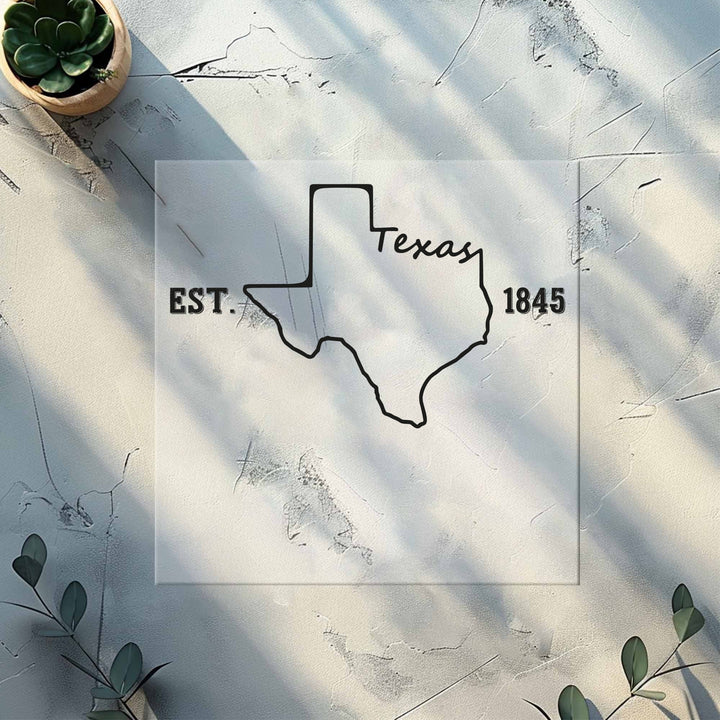 Texas Map Est 1845 Dtf Transfers,Texas State Map Dtf Transfers
