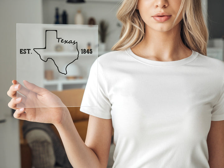 Texas Map Est 1845 Dtf Transfers,Texas State Map Dtf Transfers
