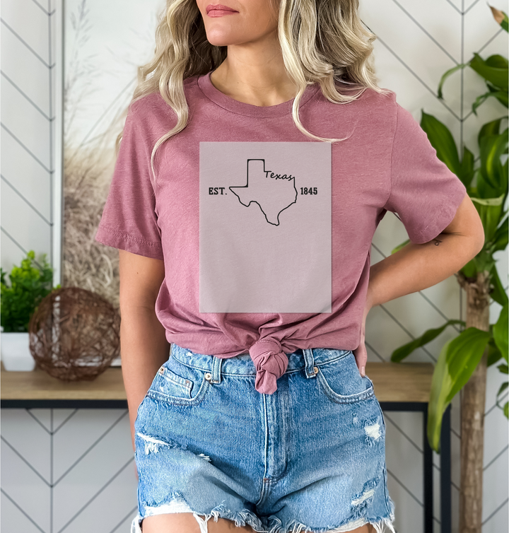 Texas Map Est 1845 Dtf Transfers,Texas State Map Dtf Transfers