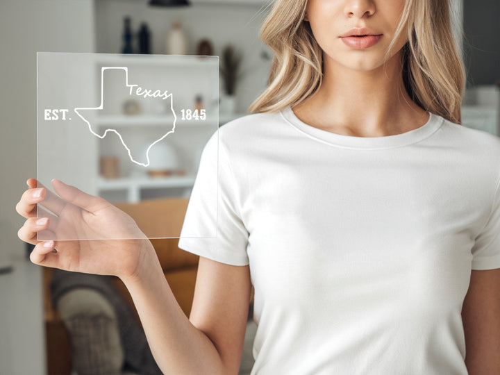 Texas Map Est 1845 Dtf Transfers,Texas State Map Dtf Transfers