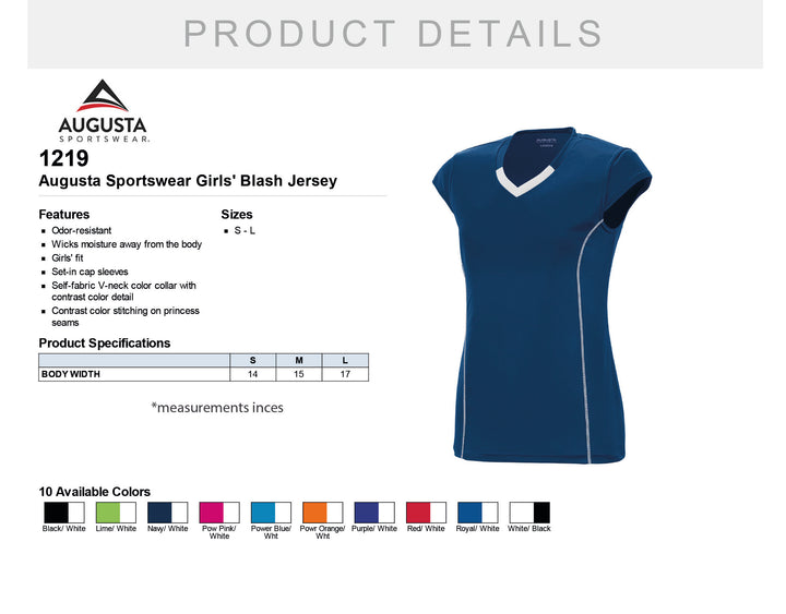 Augusta Sportswear - Girls' Blash Jersey - 1219