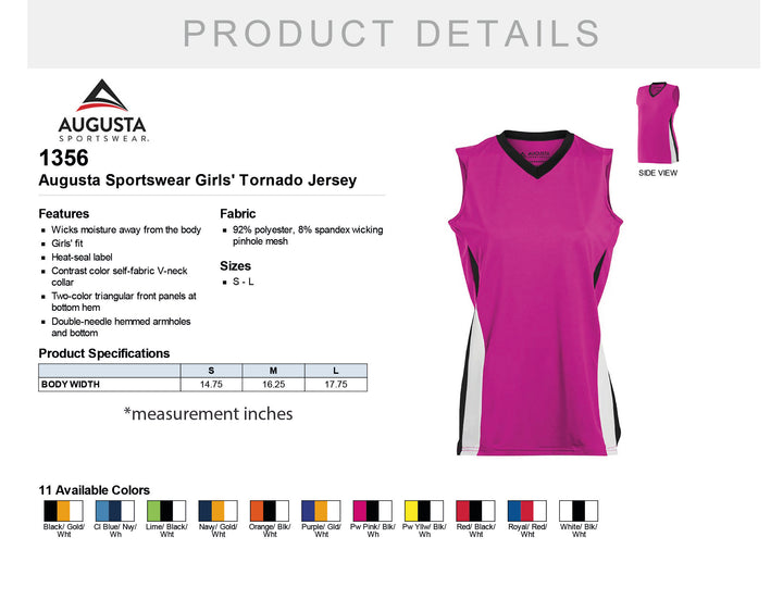 Augusta Sportswear - Girls' Tornado Jersey - 1356