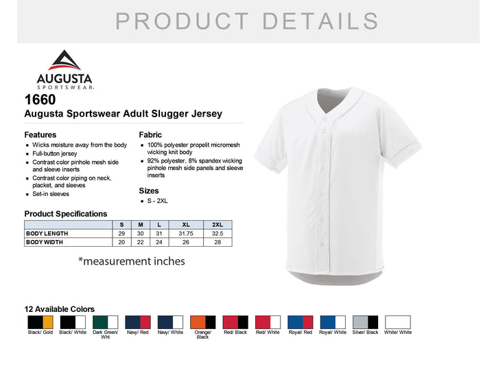 Augusta Sportswear - Slugger Jersey - 1660