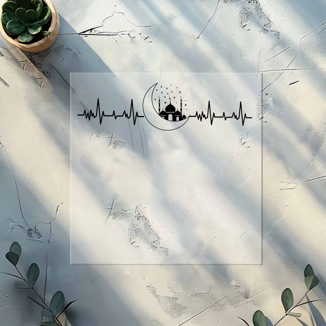 Islamic Crescent & Mosque Heartbeat Dtf Transfers | Ramadan & Eid Decor Dtf Transfers
