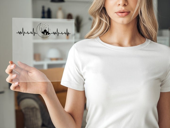 Islamic Crescent & Mosque Heartbeat Dtf Transfers | Ramadan & Eid Decor Dtf Transfers