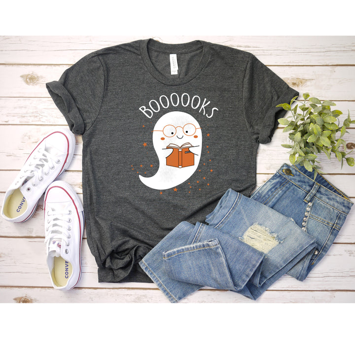 Ghost Books Halloween Reading Tee | Librarian Bookworm Teacher Shirt Gift