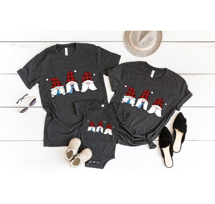 Christmas Vintage Gnomes Shirt | Buffalo Plaid Gnome Family Matching Tee