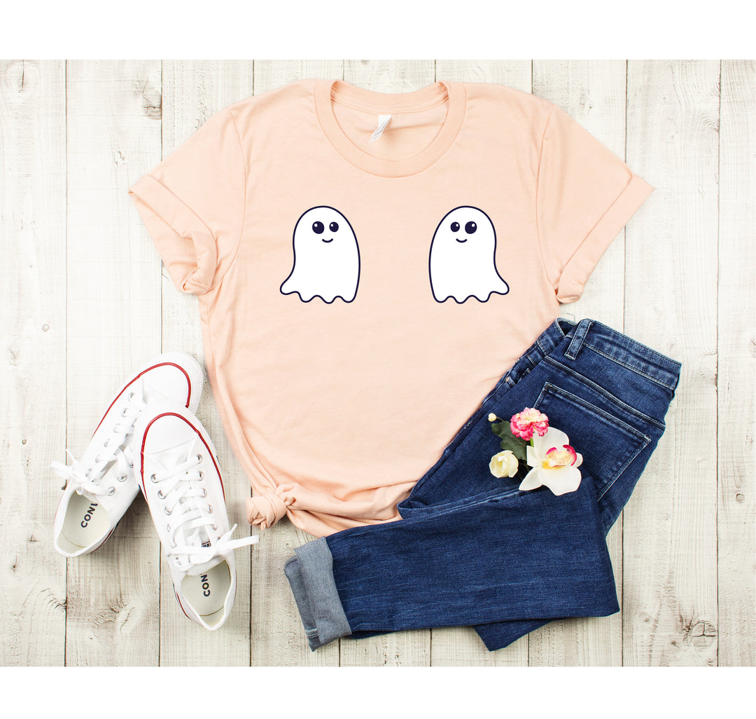 Ghost Boobs Unisex Tee | Funny Boo-Bies Halloween Graphic Vintage Shirt