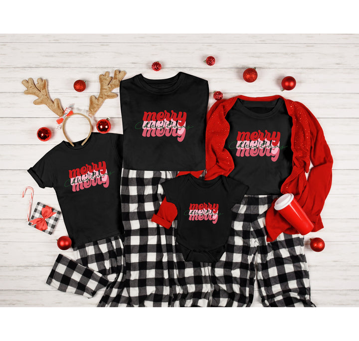 Merry Merry Merry Christmas Shirt | Festive Family Holiday Tee