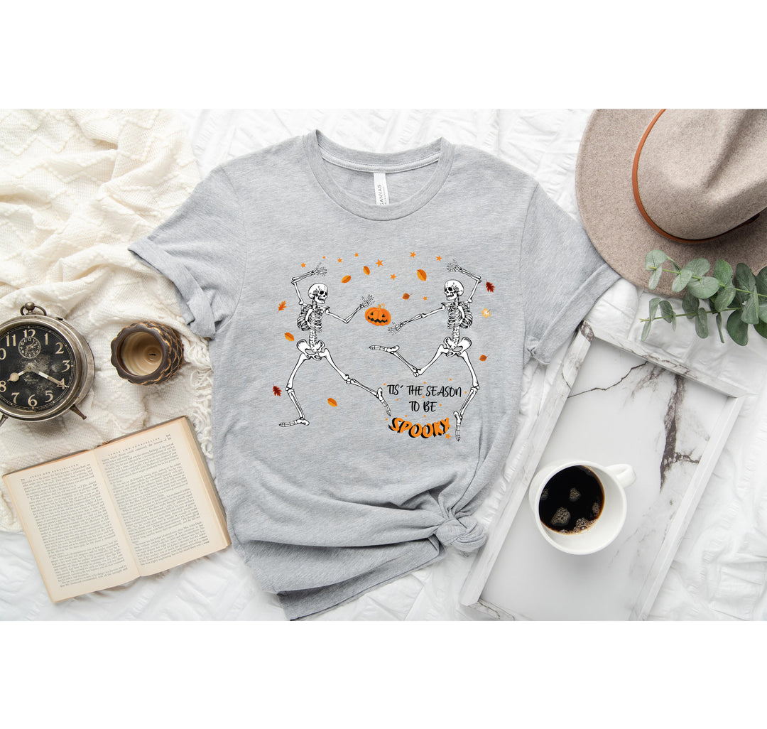 Spooky Vibes Tee | Dancing Skeleton & Pumpkin Spice | Cute Halloween Shirt