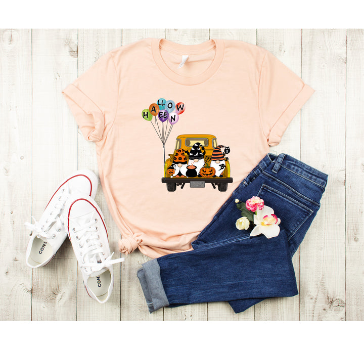 Halloween Gnomes in Truck Shirt – Vintage Pumpkins & Bat Costume Tee