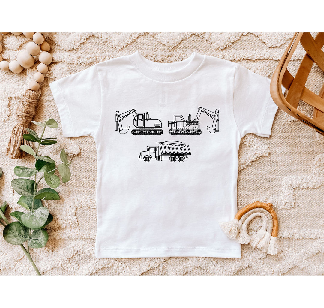 Construction Trucks Tee - Excavator Birthday Shirt for Kids