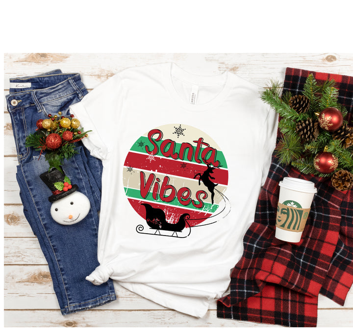 Funny Christmas Shirt | Santa Vibes Retro Santa Claus Tee