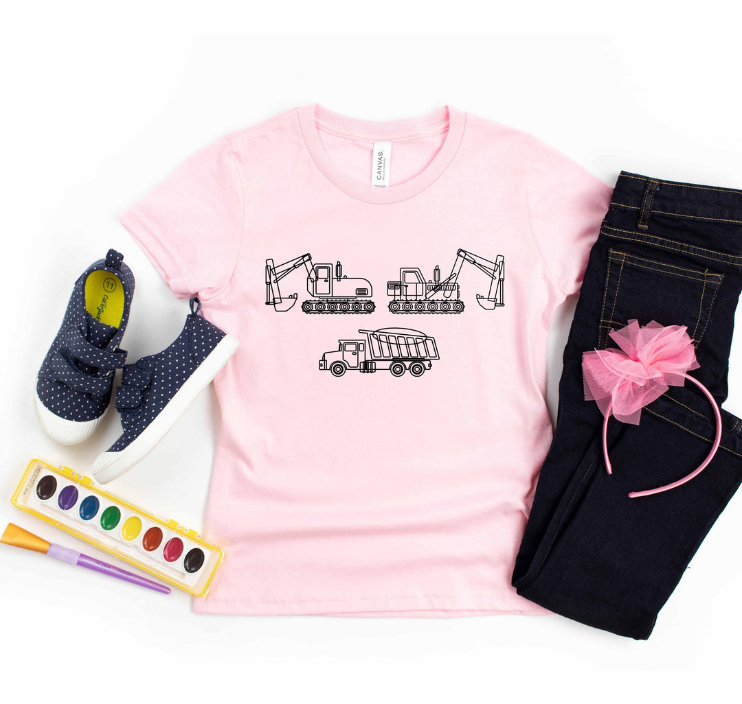 Construction Trucks Tee - Excavator Birthday Shirt for Kids