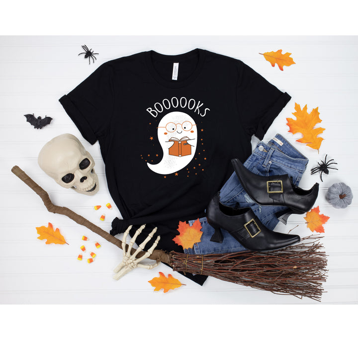 Ghost Books Halloween Reading Tee | Librarian Bookworm Teacher Shirt Gift