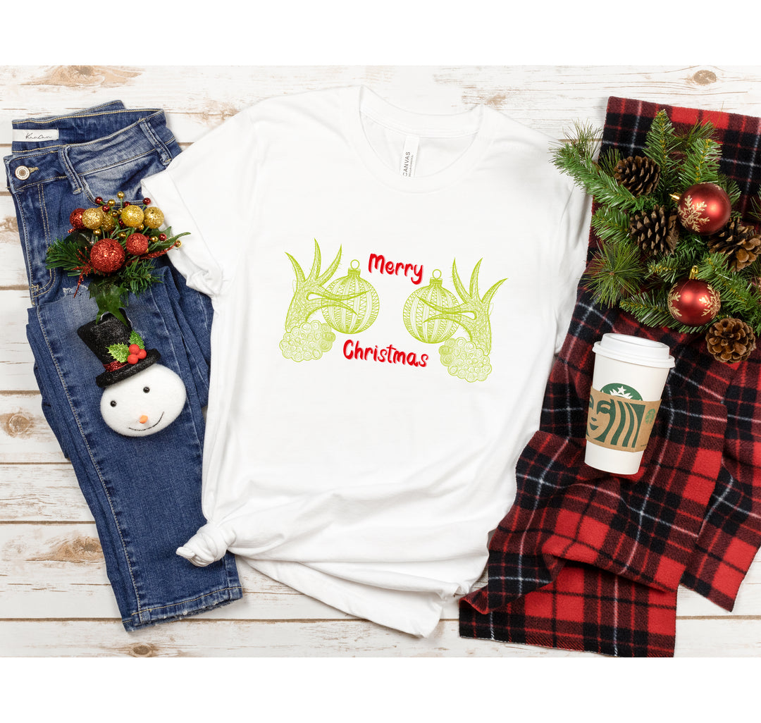 Christmas Hand Boobs Shirt | Funny Grinch-Inspired Holiday Tee