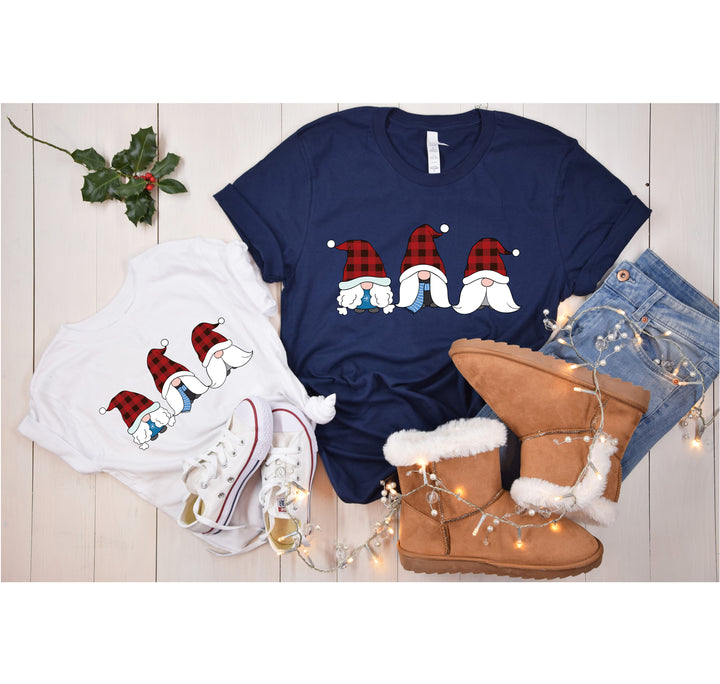 Christmas Vintage Gnomes Shirt | Buffalo Plaid Gnome Family Matching Tee