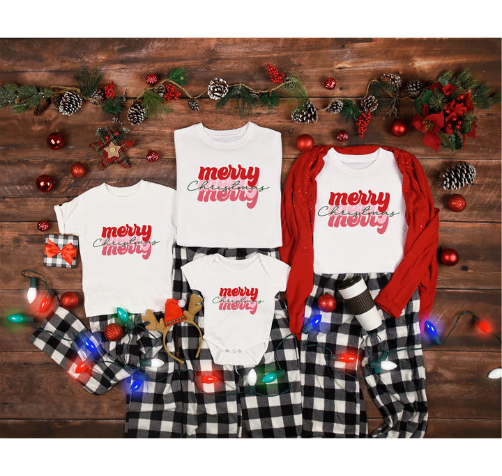 Merry Merry Merry Christmas Shirt | Festive Family Holiday Tee