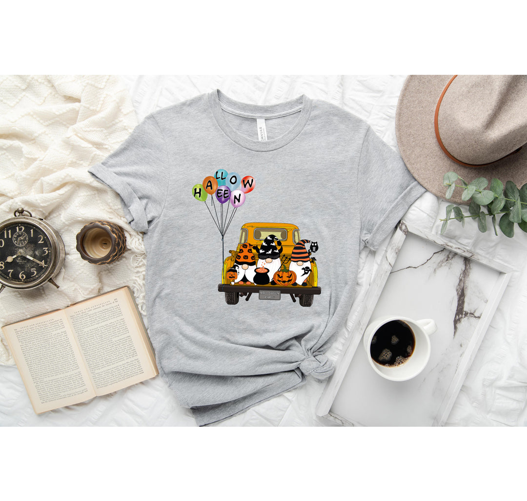 Halloween Gnomes in Truck Shirt – Vintage Pumpkins & Bat Costume Tee