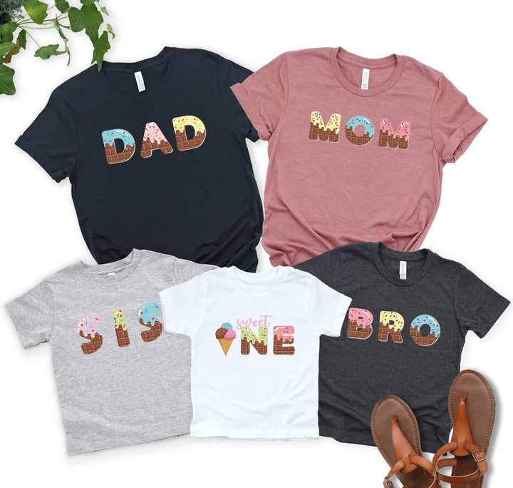 Custom Ice Cream Birthday Shirt - Family Matching Tee for Mom, Dad & Kid