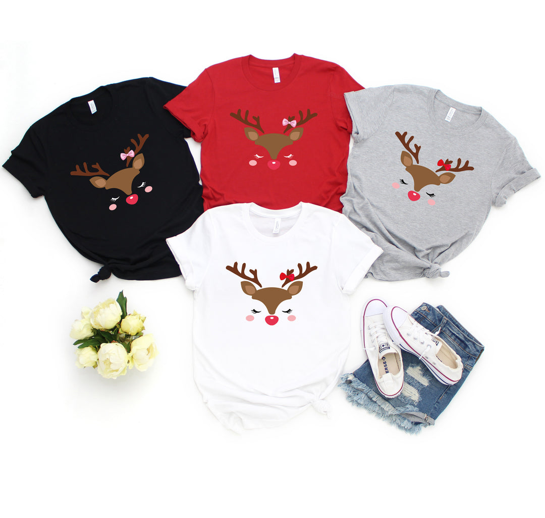 Reindeer Face Tee | Merry Christmas Family Matching Shirt