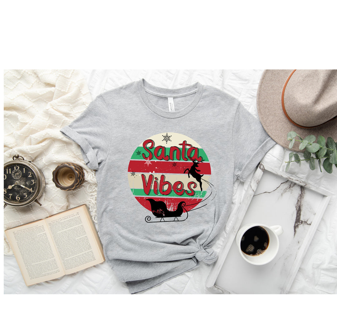 Funny Christmas Shirt | Santa Vibes Retro Santa Claus Tee