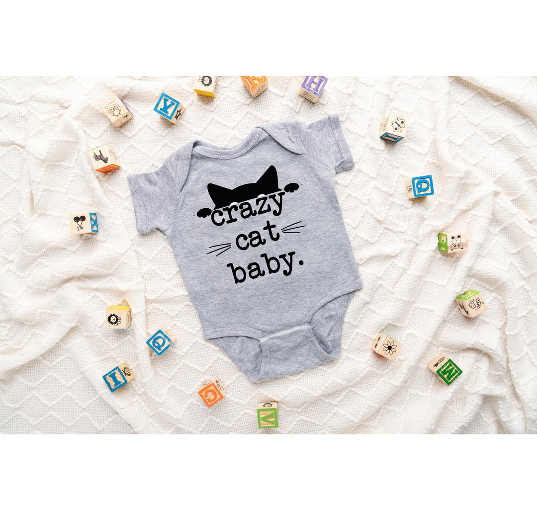 Funny Crazy Cat Baby Bodysuit - Hipster Kitten Newborn Gift