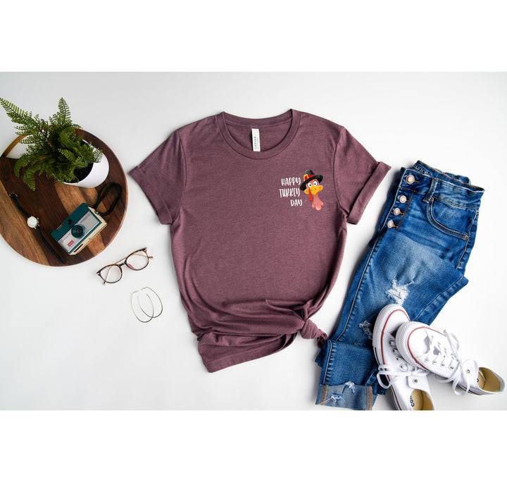 Turkey Pocket Shirt | Gobble Gobble Thanksgiving Tee | Happy Turkey Day Tee