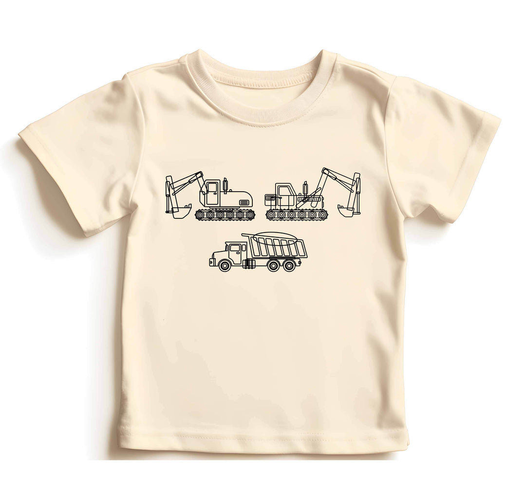 Construction Trucks Tee - Excavator Birthday Shirt for Kids