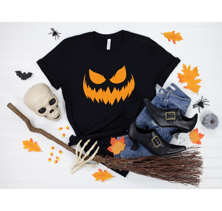 Halloween Pumpkin Shirt for Women | Jack-O-Lantern Face Tee