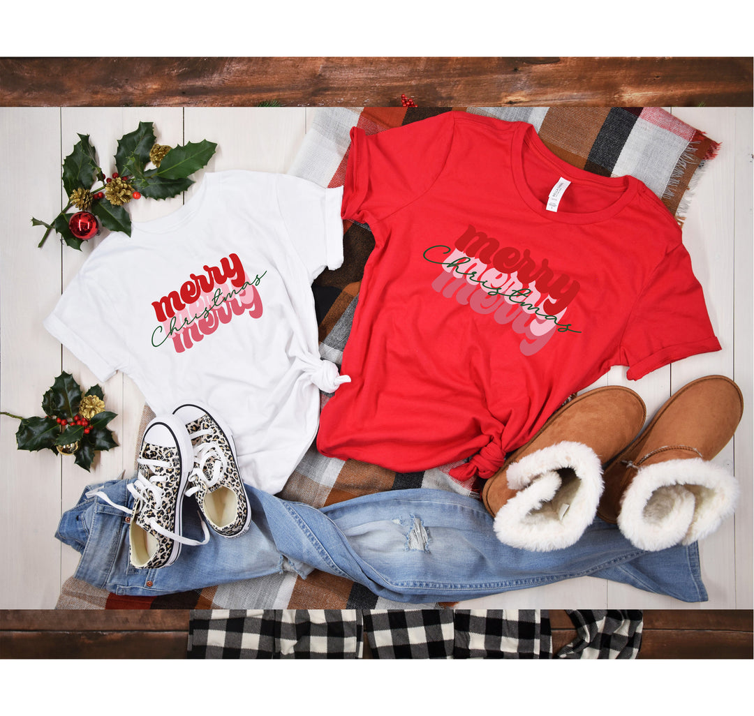 Merry Merry Merry Christmas Shirt | Festive Family Holiday Tee