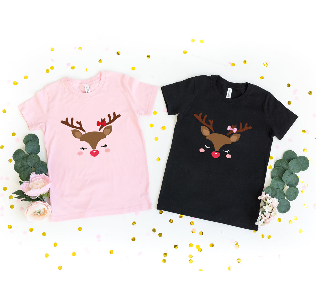 Reindeer Face Tee | Merry Christmas Family Matching Shirt