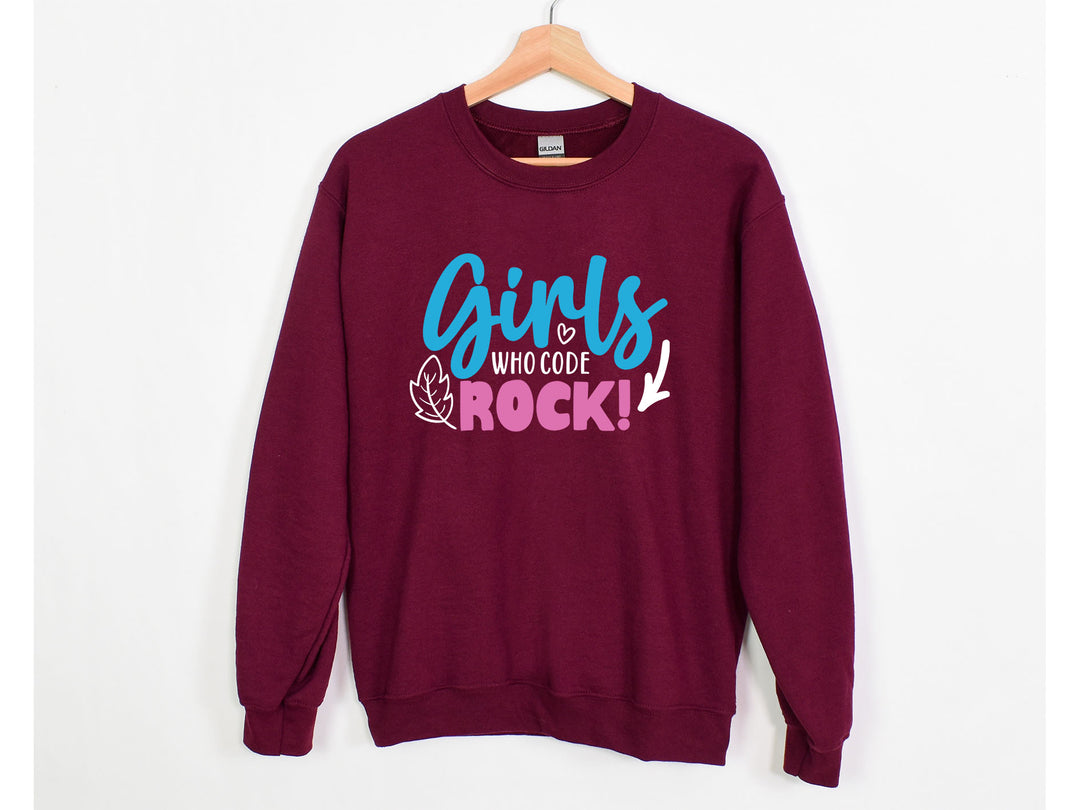 Girls Who Code Rock Sweatshirt - Vintage Rock Band & Retro Feel