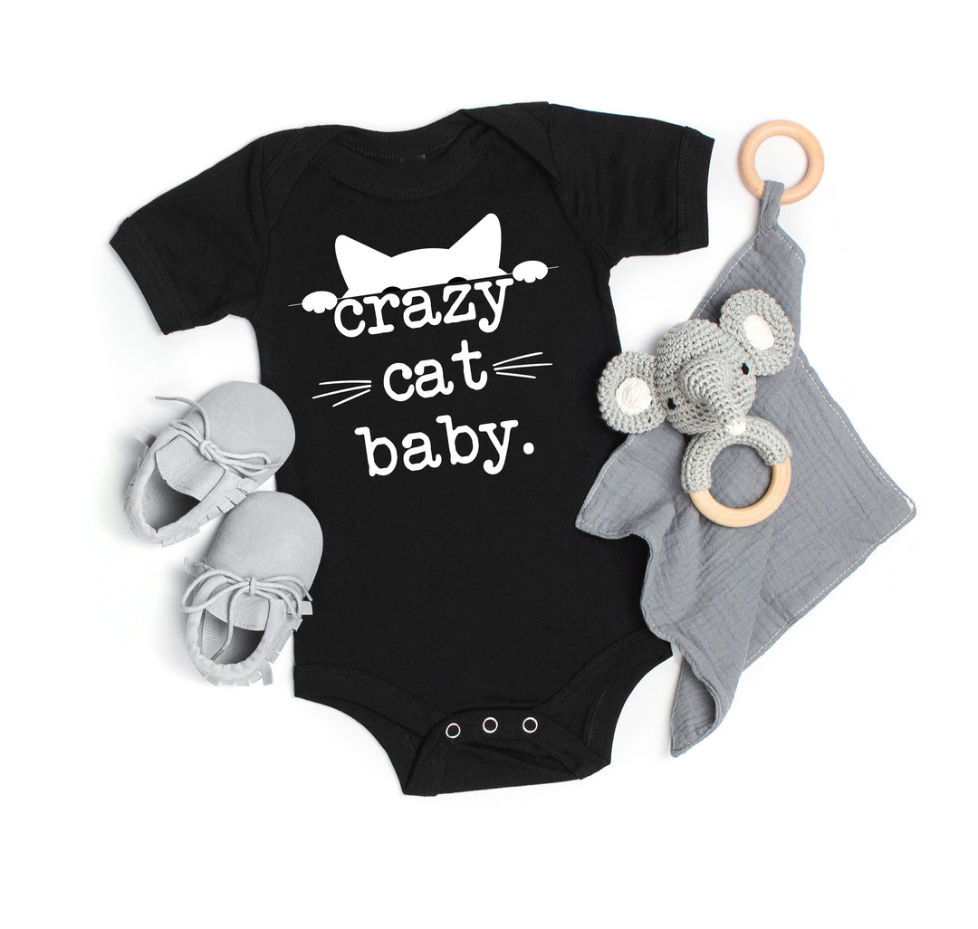 Funny Crazy Cat Baby Bodysuit - Hipster Kitten Newborn Gift