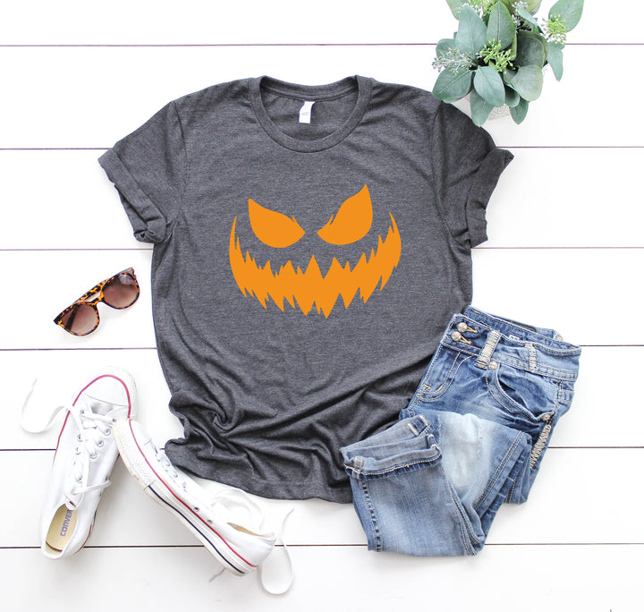 Halloween Pumpkin Shirt for Women | Jack-O-Lantern Face Tee