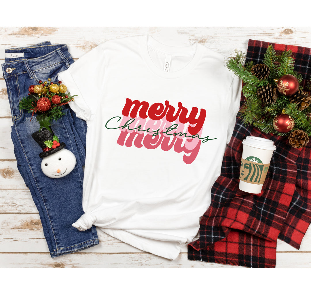 Merry Merry Merry Christmas Shirt | Festive Family Holiday Tee