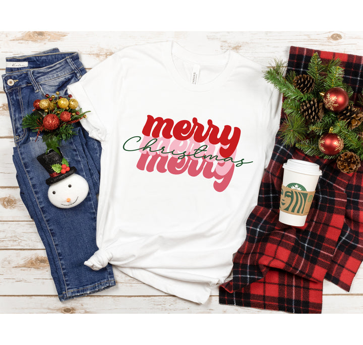 Merry Merry Merry Christmas Shirt | Festive Family Holiday Tee