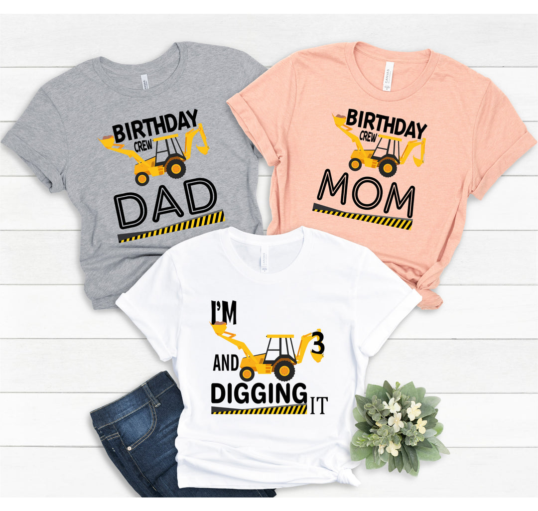 Custom Construction Birthday Shirt - Family Crew Tee | Diggin' It