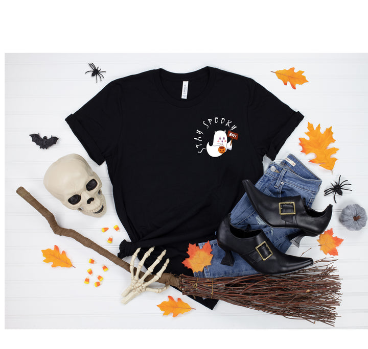 Halloween Boo Ghost Pocket Tee | Stay Spooky Costume Party Shirt