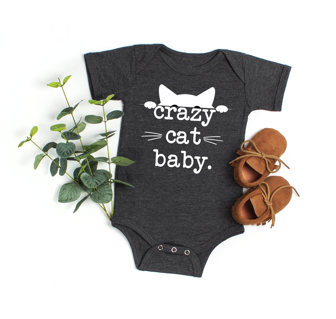 Funny Crazy Cat Baby Bodysuit - Hipster Kitten Newborn Gift