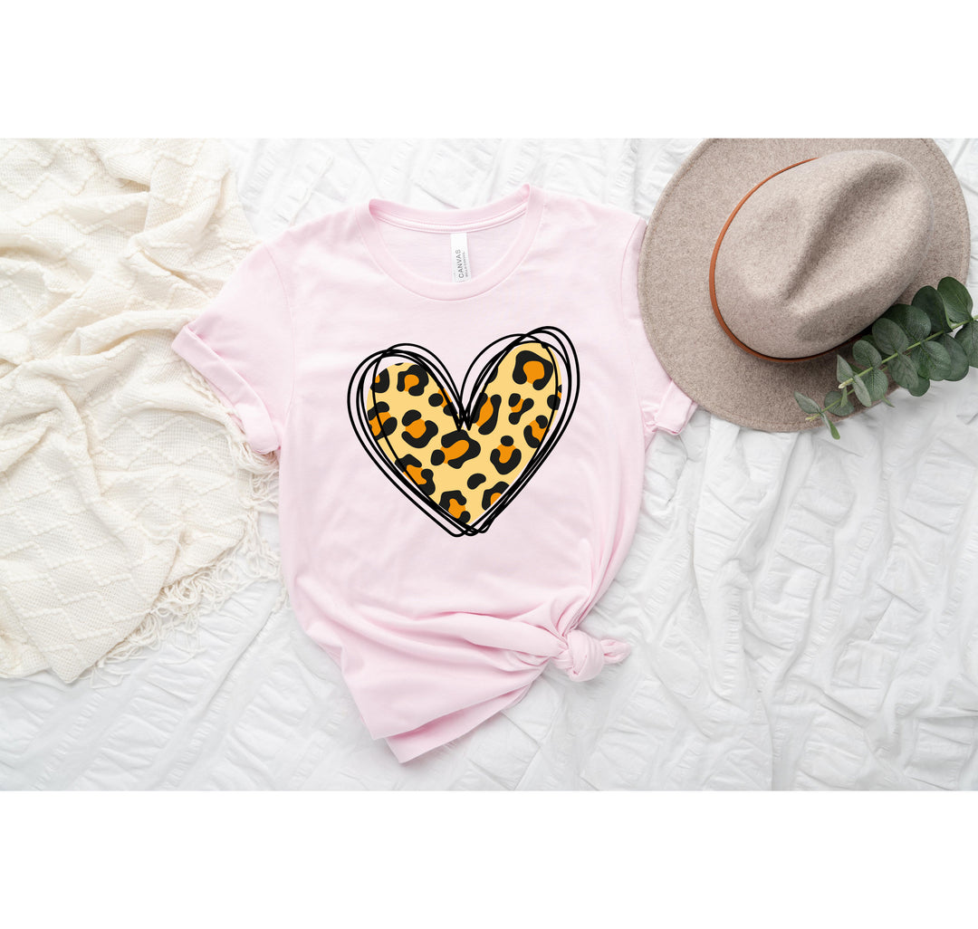 Valentine's Day Shirt - Leopard Hearts Print & Hand-Drawn Design Tee