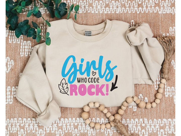 Girls Who Code Rock Sweatshirt - Vintage Rock Band & Retro Feel