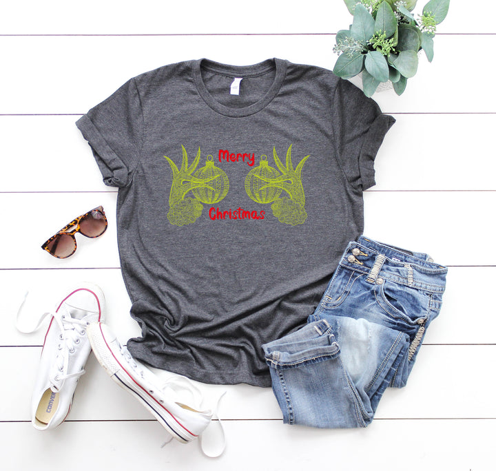 Christmas Hand Boobs Shirt | Funny Grinch-Inspired Holiday Tee