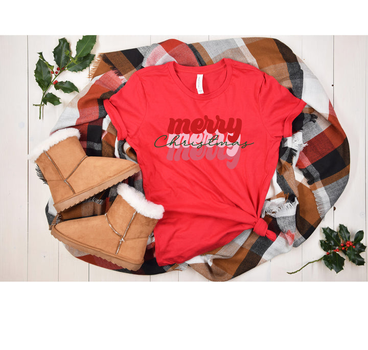 Merry Merry Merry Christmas Shirt | Festive Family Holiday Tee