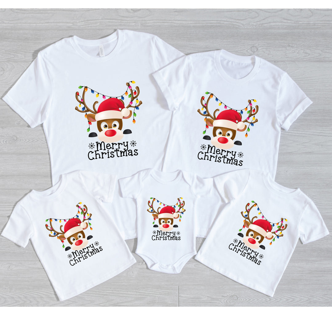 Reindeer Face Tee | Merry Christmas Family Matching Shirt