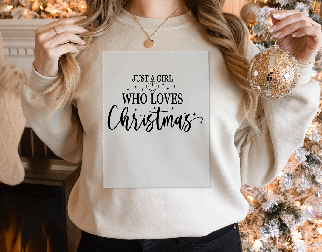 Just a Girl Who Loves Christmas DTF Transfers | Women's Merry Christmas DTF Transfer