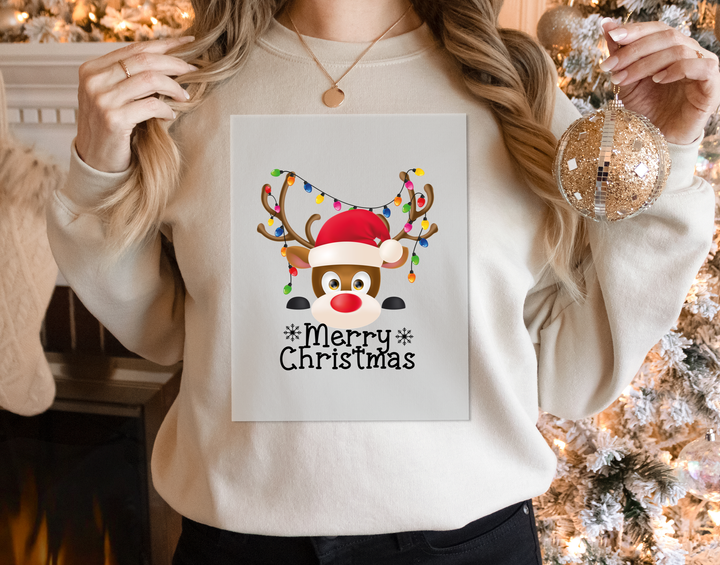 Reindeer Face DTF Transfers | Merry Christmas Family Matching DTF Transfers