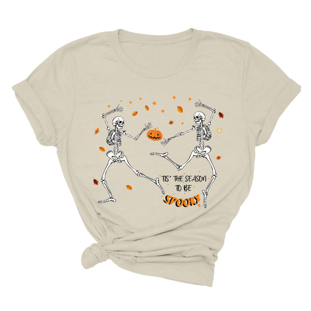 Spooky Vibes Tee | Dancing Skeleton & Pumpkin Spice | Cute Halloween Shirt