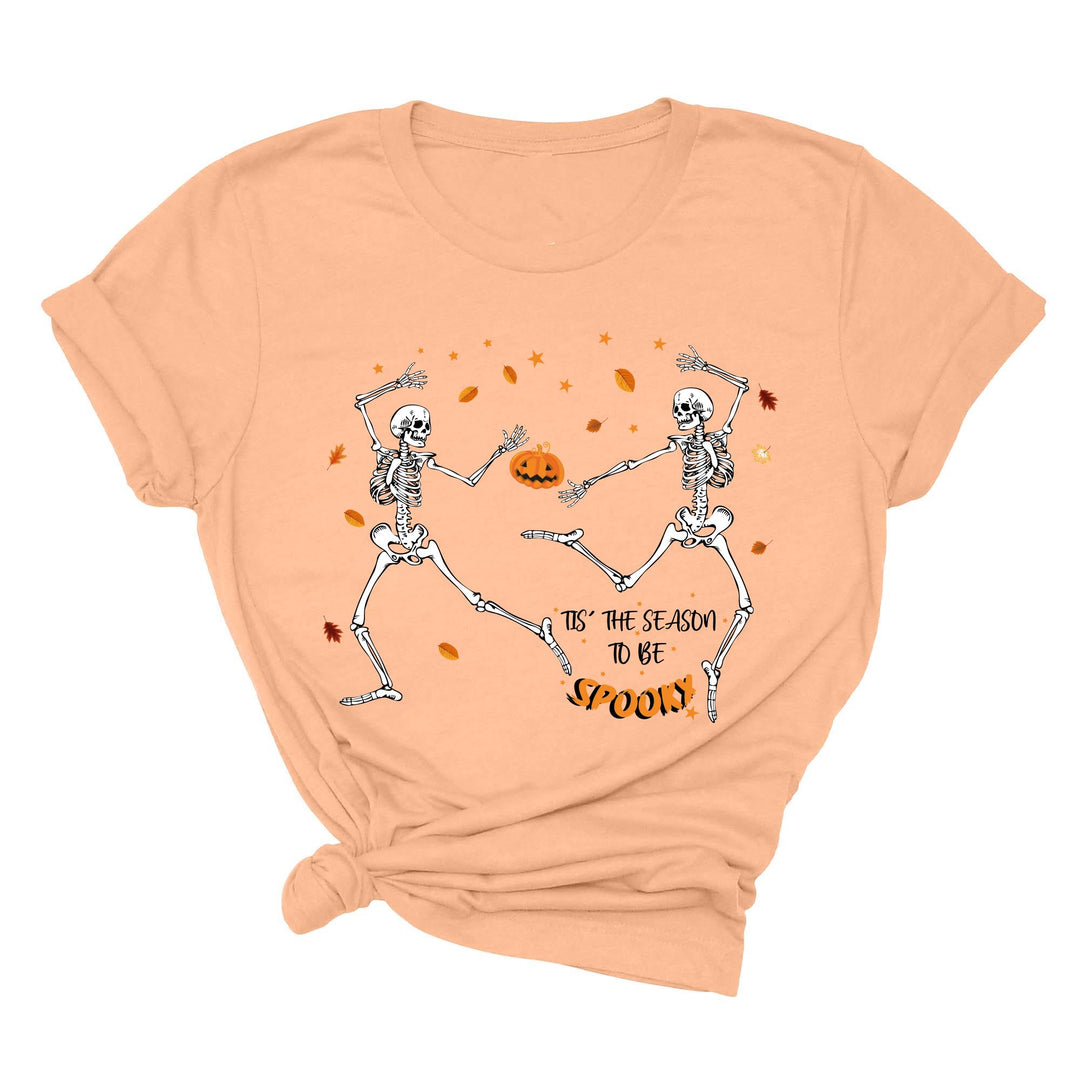 Spooky Vibes Tee | Dancing Skeleton & Pumpkin Spice | Cute Halloween Shirt